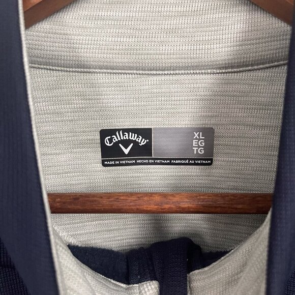 Callaway Ottoman Quarter Zip Pullover Athletic Golf Shirt Top Navy Blue XL - Picture 8 of 9